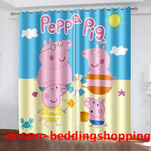 Peppa Pig 3D Dicke Verdunkelungsvorhänge Kinderzimmer Dekore Thermo Ring Top Ösen - Bild 8 von 22