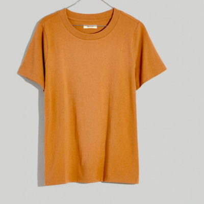 Madewell crew neck supima cotton essential t-shirt orange peach plus size XXL