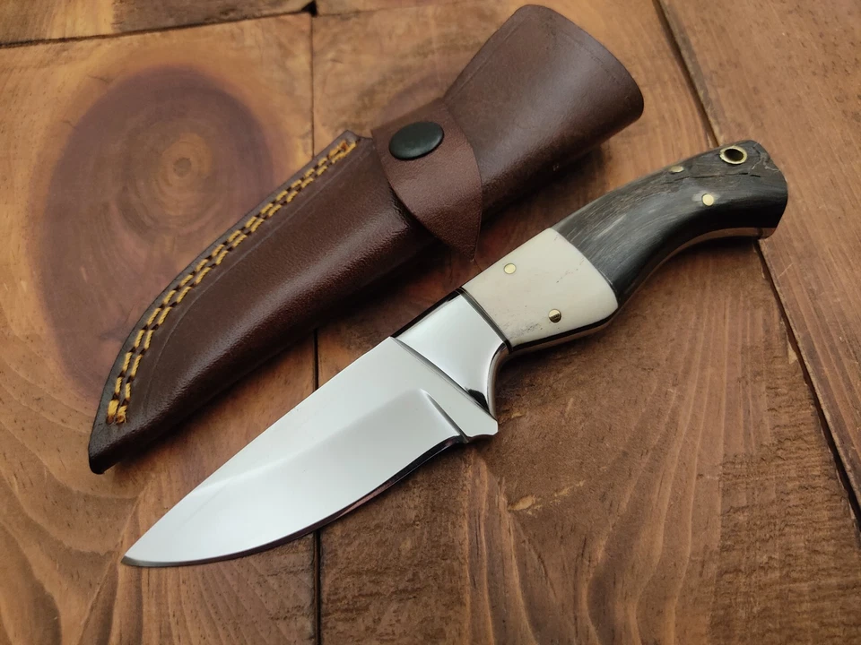 Cuchillo de caza de campamento de hoja fija de acero inoxidable Full Tang 12c27 hecho a mano personalizado Foto 2 de 4