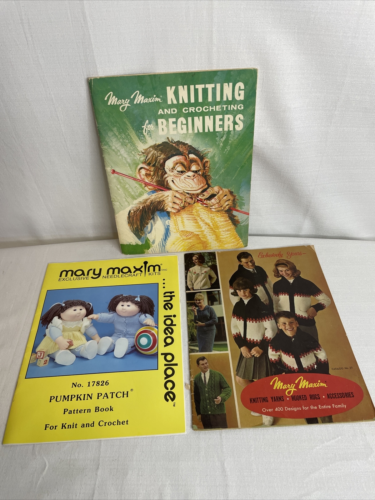 Vintage Mary Maxim Knitting Crocheting Hooked Rugs Pumpkin Patch Books QTY  3 | eBay