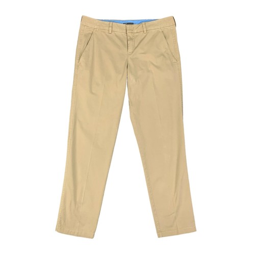 Vince Hose Damen 12 beige flach vorne Stretch Baumwolle Reißverschluss Fly Chino Taschen