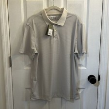 NWT Goodfellow  Co Men's Beige Stripe Polo Short Sleeve Shirt Size Large