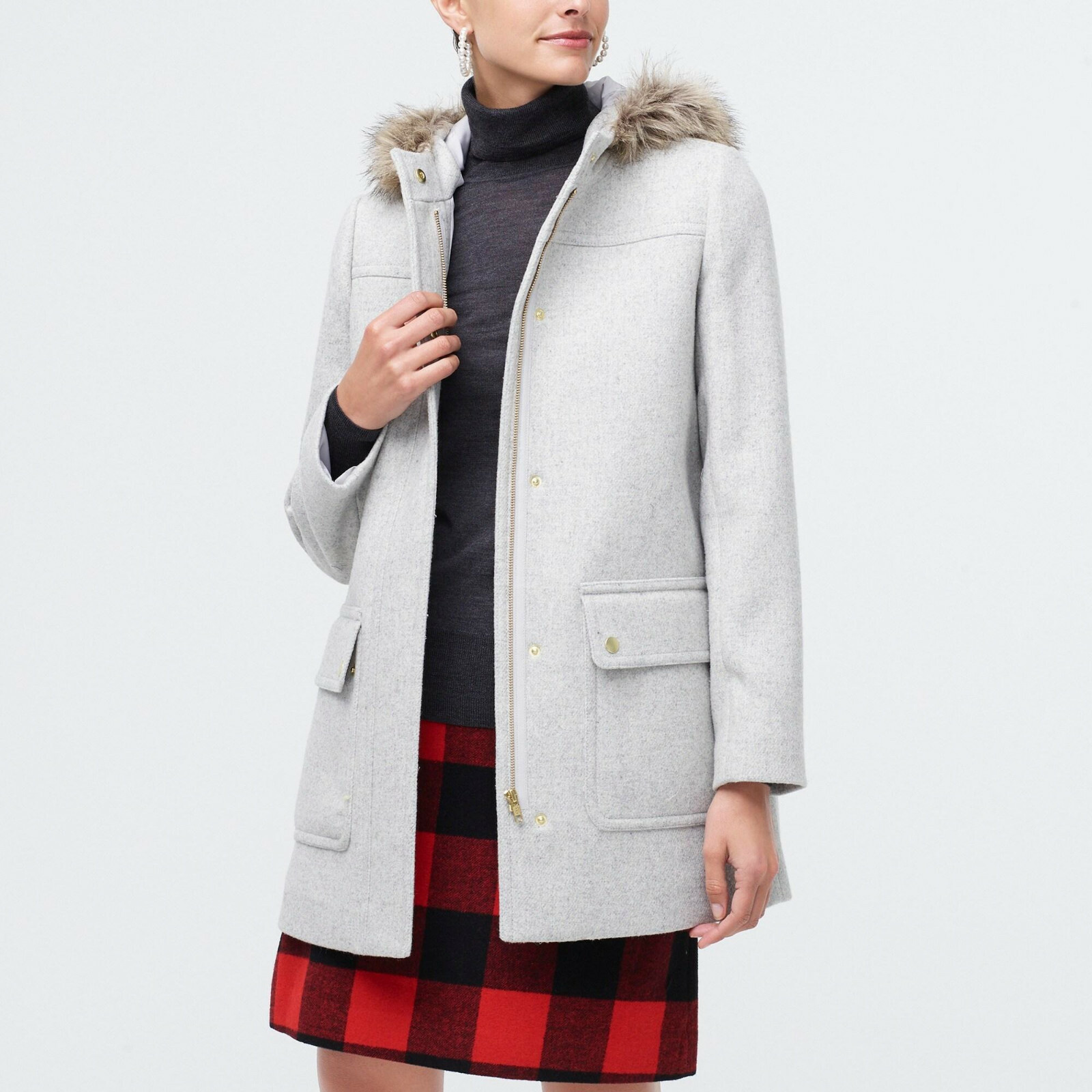 NEW J. CREW $268 GRAY WOOL BLEND FAUX 