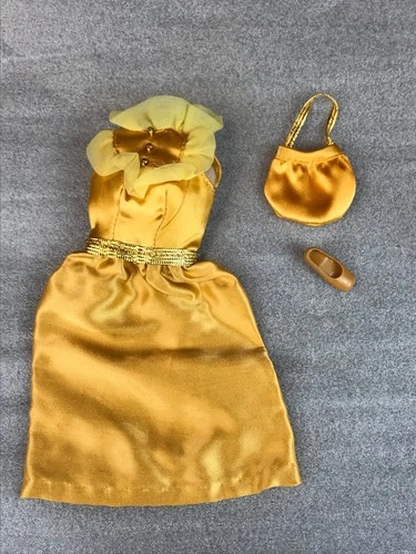 Vintage BARBIE GOLDEN GLITTER #3340 Dress & Purse NM!