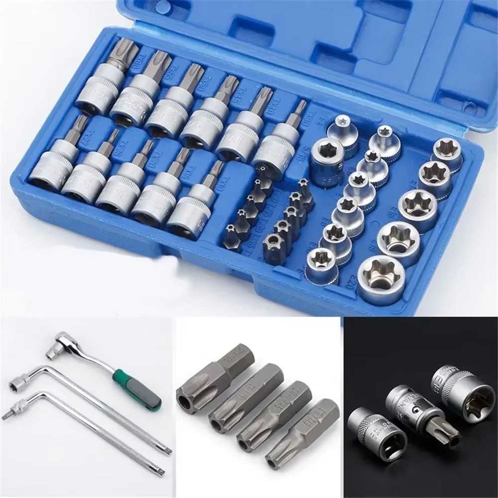Jeu de clé Torx 34pcs en chrome-vanadium anti-usure pour garage