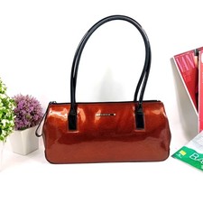 Lei di Lancetti Borsa a cilindro Ecopelle Verniciata Lucida Rame con Manici Neri