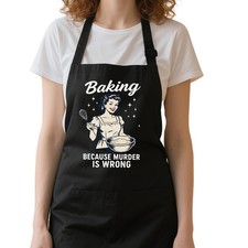 Funny Cooking Aprons Women Men 2 Pockets Adjustable Kitchen Apron Mom Wife