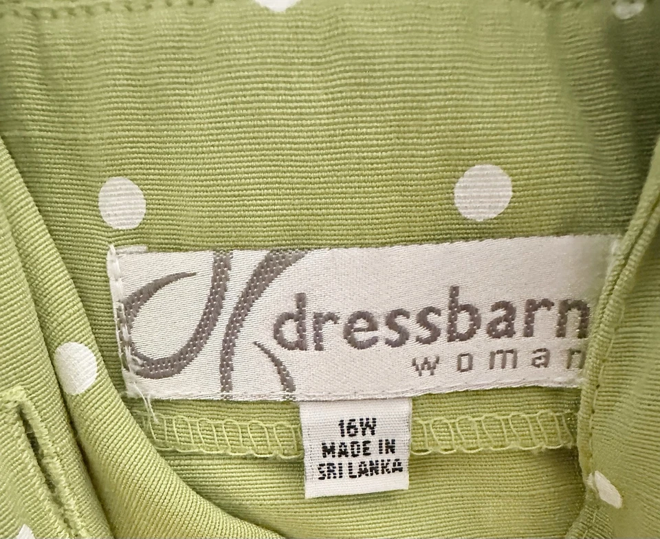 Vestido Midi De Colección Años 90 Granero Lunares Cuello Verde Bonita Mujer Estilo Talla 16W Foto 4 de 4