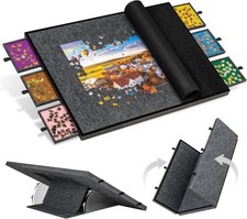 2000 Piece Foldable Tilting Puzzle Board with 6 Colored Drawers,Portable Puzzle