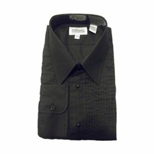 Mens Black Tuxedo Shirt, Lay Down Collar 1/4" Pleats