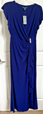NWT Women's Lauren Ralph Lauren Drape Formal Dress -Royal Blue -Size 4-MSRP 190