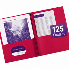 Avery Two Pocket Folders with 3 Prong Fasteners, 125 Red Folders