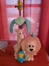 Vintage Rainforest Jungle Animals Theme Ceramic Nursery Table Lamp No Shade