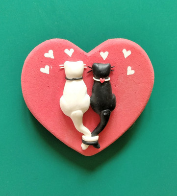 Handmade Love Cats Brooch (166 - 2433)