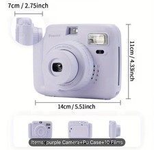 Purple Instant Camera with Case And Strap