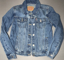 Levi's Girls Blue Denim Basic Jacket Size L Button Closure Collared Pockets