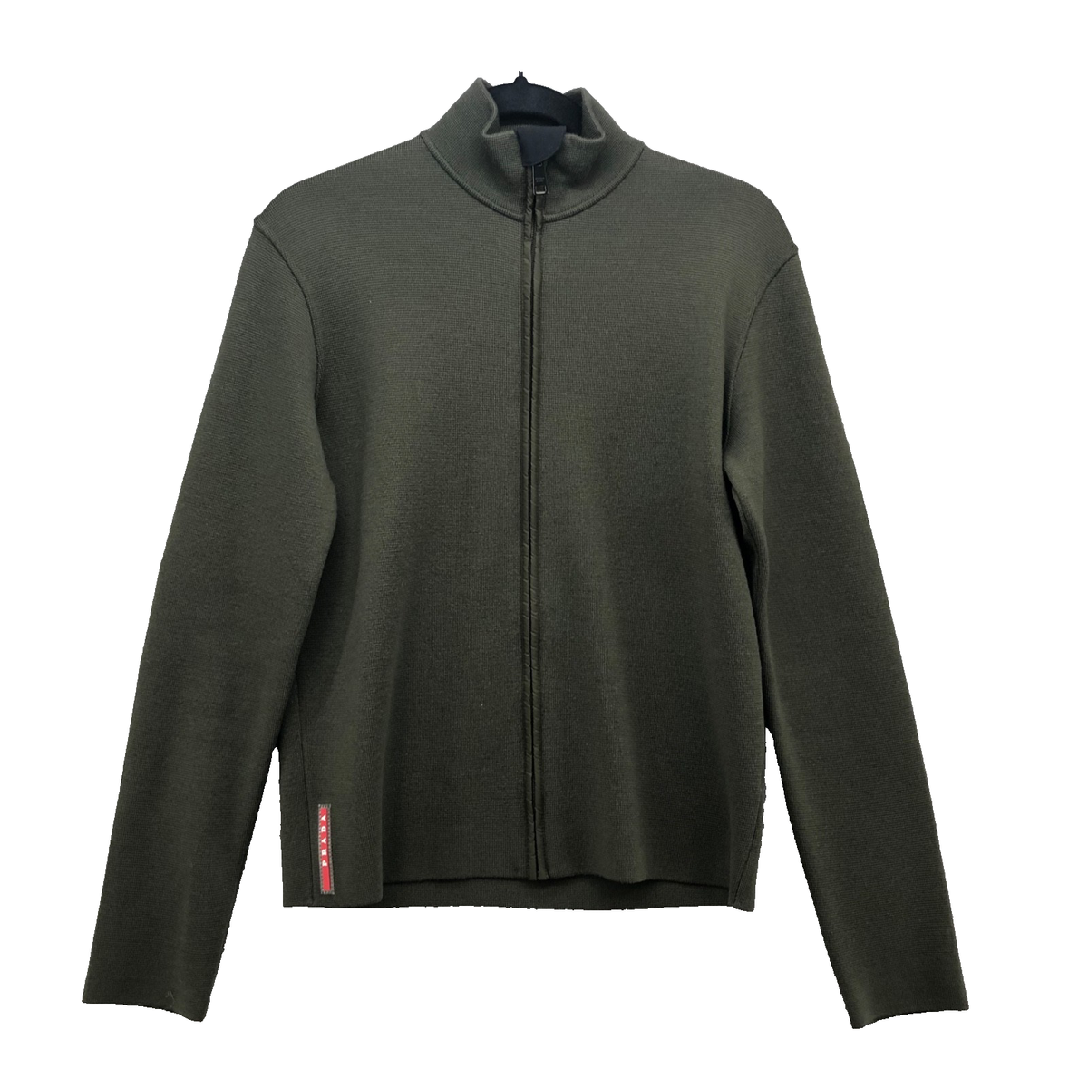Prada Cardigan Sweater Jumper Mens 44 Small Green Full Zip Mock