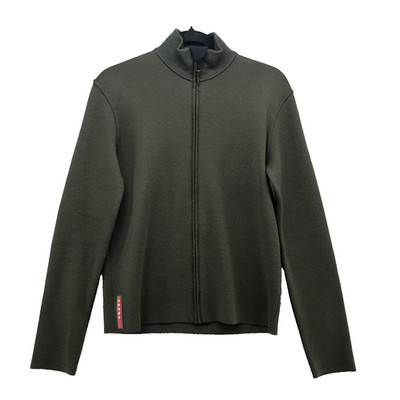 Prada Cardigan Sweater Jumper Mens 44 Small Green Full Zip Mock