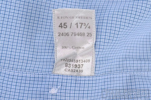 ETON Blue Check 100% Cotton Mens Luxury Contemporary Fit Dress Shirt - 17.5 - Picture 6 of 7
