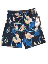 Volcom Size 26 Mod Tech Swim Trunks Board Shorts Boys 12 M Navy 4 Way Stretch