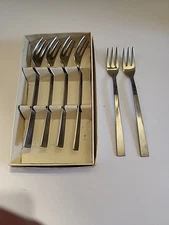 Set Of 6 International Decorator Stainless Steel Cocktail Forks / Seafood Forks