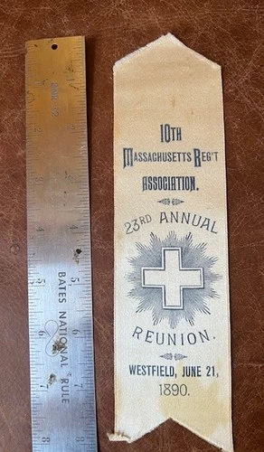 23rd GAR Reunion Ribbon 10th Mass Rgt, Westfield MA 1890