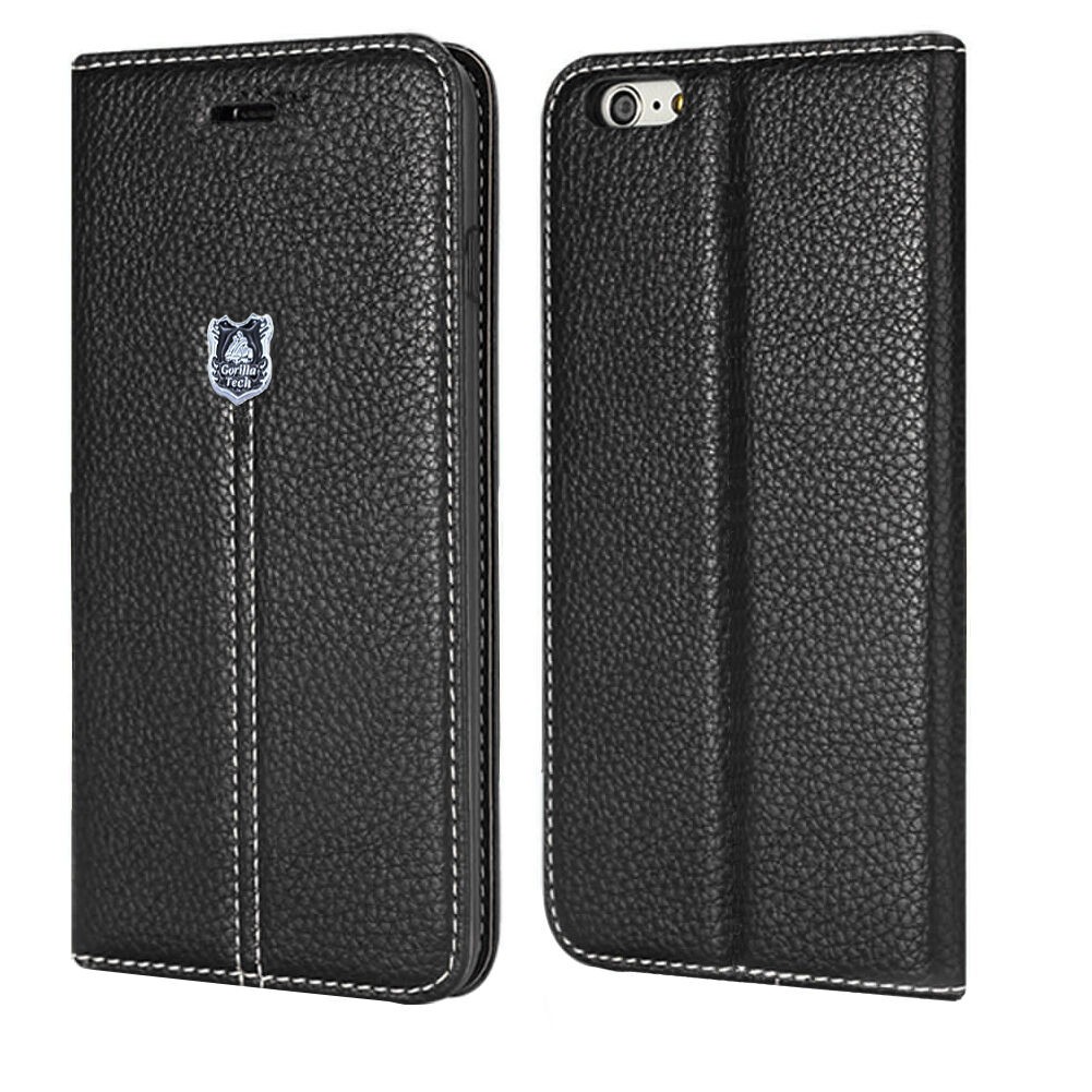DESIGNER LEATHER WALLET CASE WITH GORILLA GLASS SCREEN GUARD