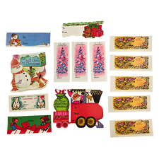 Vintage Style Christmas Gift Tags Lot of 14 Unused Retro Holiday Paper Labels