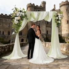 Wedding Arch Draping Fabric 26.2 x 2.5FT Green Rose Artificial Flower Decor