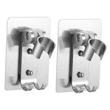 Adhesive Shower Head Holder with 2 Hanger Hooks, Adjustable Shower Wand