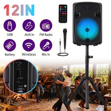 7500W Portable Bluetooth Party Speaker 12 Inch Powerful Subwoofer w/ Mic  Stand