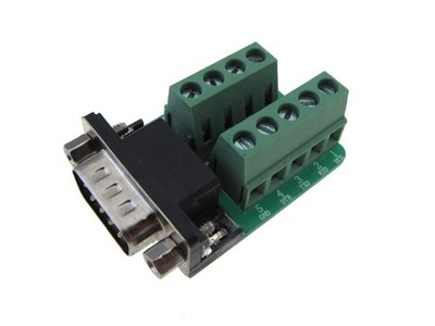 DB9 Male Signals Breakout Board - Screw terminal connector Serial Port