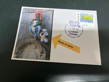 (1388) 19-8-2025 - Asterix & Obelix - (with OZ stamp) Obelix on Belgiium statue