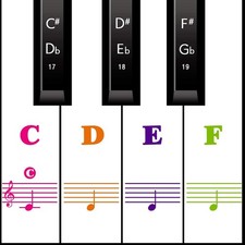 Removable Piano Keyboard Stickers for Beginners - Reusable Note Labels