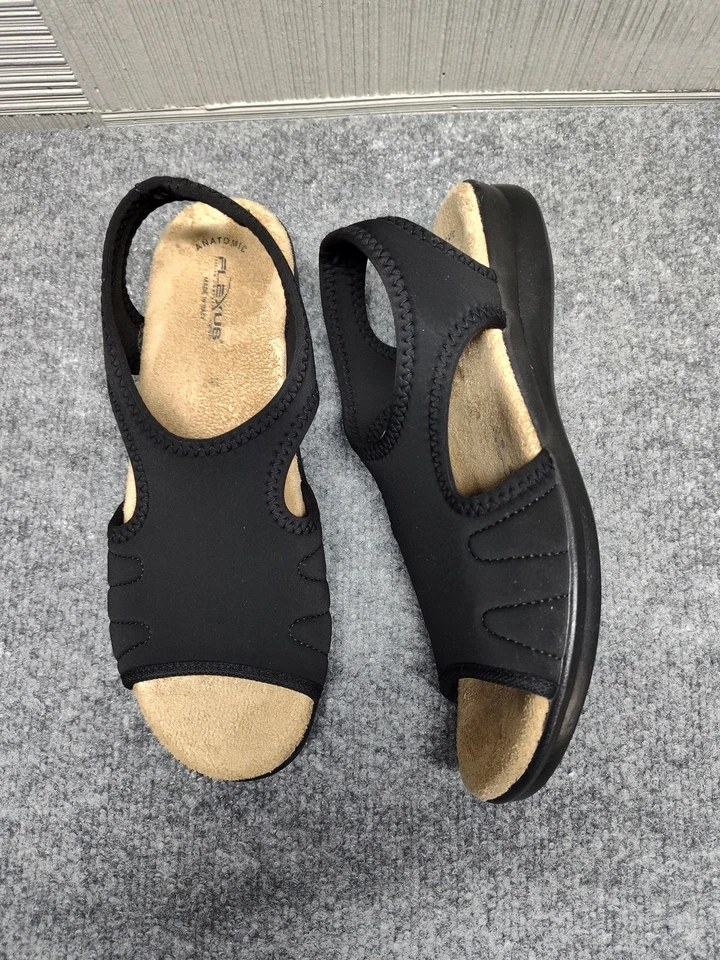 Flexus Sandals Women 41 Black Anatomic Comfort Slingback Made Italy Shoes 10 - Image 4 of 4