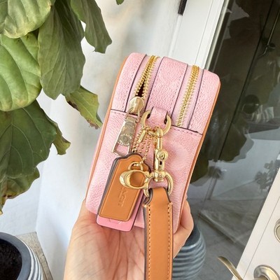 Coach Powder Pink Mini Carey Crossbody Bag in Signature Canvas
