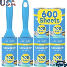 Extra Sticky Lint Rollers 600 Sheets 6 Pack Pet Hair Remover Cleaning Tool New