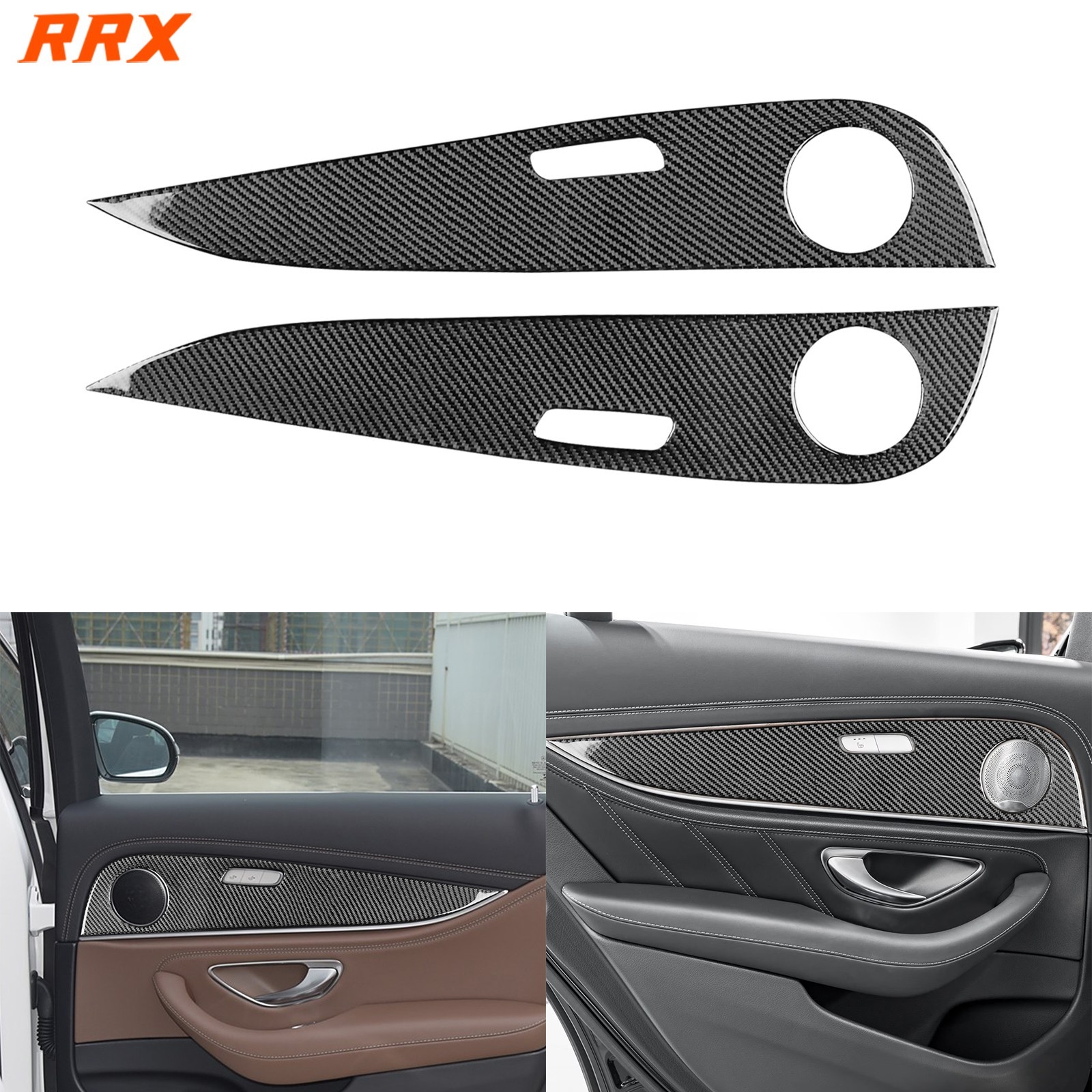 Real Carbon Fiber Interior Rear Door Panel Cover For Benz E-Class W213 2016-2022