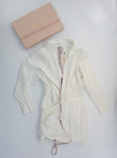 House Of CB Nicolette White Draped Shirt Dress - L + 14 16 - SB4239 Ruched Open