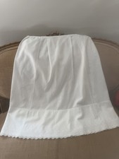 Vintage White Cotton Skirt With Deep Lace and Eyelet Border