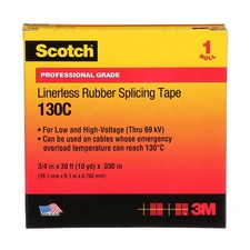 3m Rubber Splicing Tape, 130C, , 3/4 in W x 30 ft L, 30 mil thick, Black, 1 Pack
