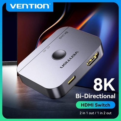 Vention HDMI Switcher 8K Bi-Direction 2.1 HDMI Switch 1x2/2x1 Adapter 2 in 1 Out