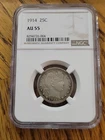 1914 Barber Quarter NGC AU55