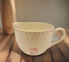 Mud Pie NWT  2016 Baking Spirits Bright White & Red Batter  Bowl 7"L x 5"h