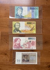 BELGIUM : 500-200-100-20 Franc, World Currency , Europe Banknote 1956-1998