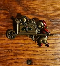 **Beautiful*** Look** Vintage JJ Jonette Christmas Sled Brooch Signed 