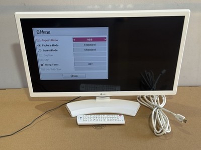 LG 24 Inch HD LED TV (WHITE) PC Monitor Model# 24LJ4540 w/ Remote Kitchen Bath