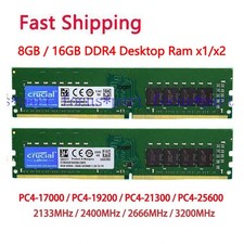 Crucial 8GB 16GB 32GB DDR4 2133 2400 2666 3200 MHz DIMM 288-Pin Memory Desktop
