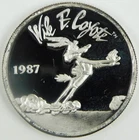 1987 WB Wile E. Coyote Looney Tunes 1 Oz Silver Round Impaired Proof C4119