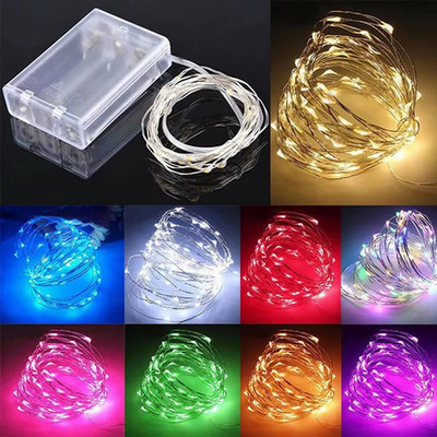 H LED String Lights Copper Wire 1-10M Battery Operated Wedding Party Decor
